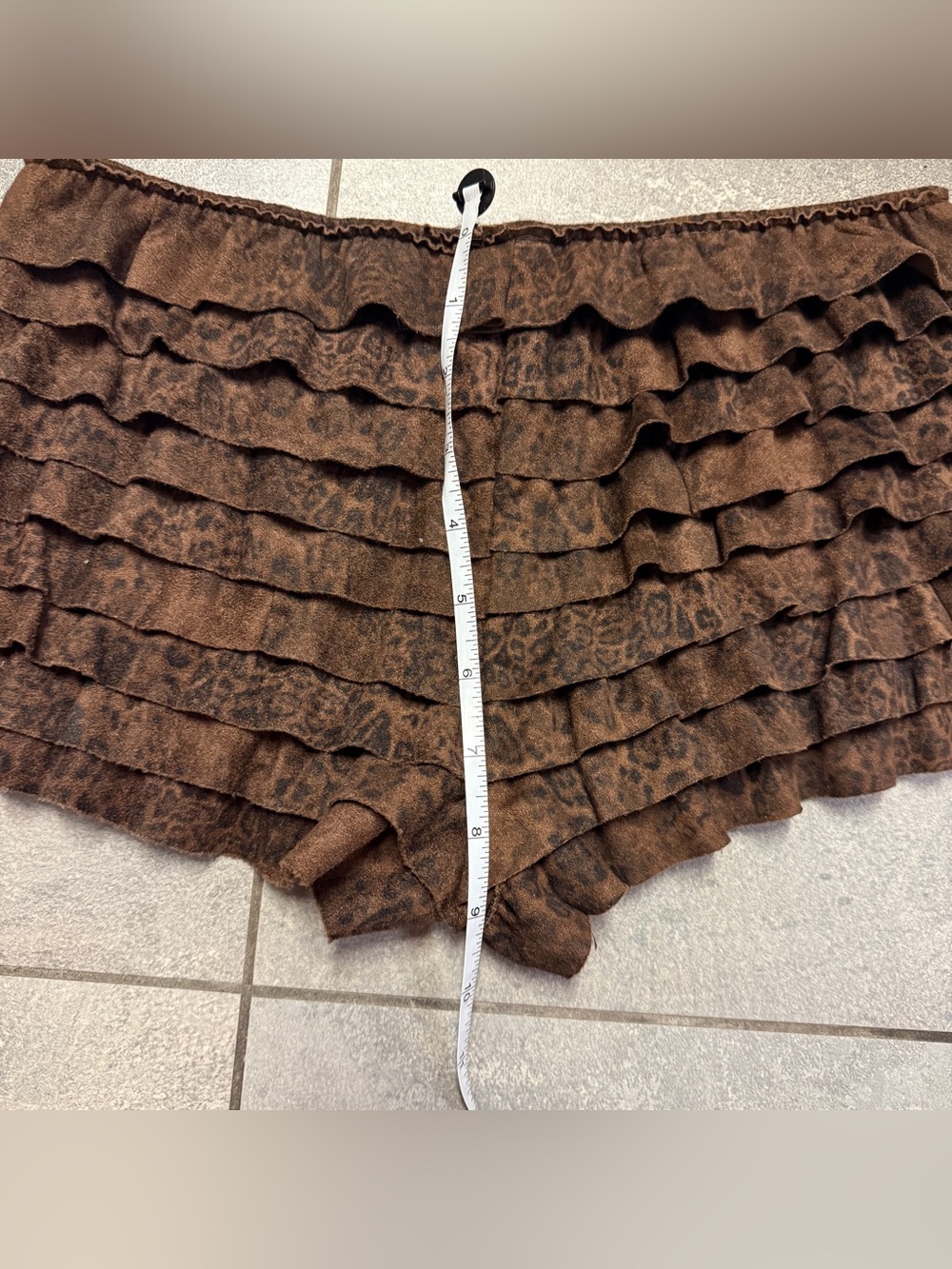 Windsor Untamed Layers Suede Ruffle Shorts Leopard Animal Print Brown Small S - Picture 7 of 8